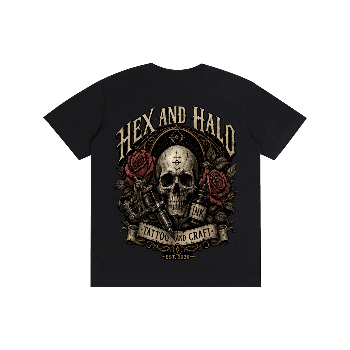 Skull Hex and Halo Tattoo T-Shirt